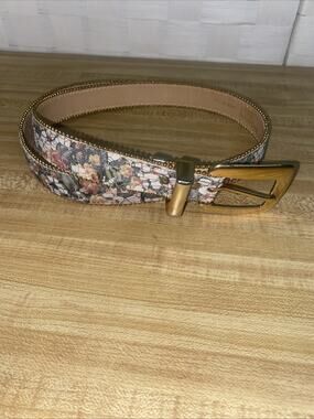80s Motion East Belt Women's Size Small 26” Leather & Lace Overlay Multicolor